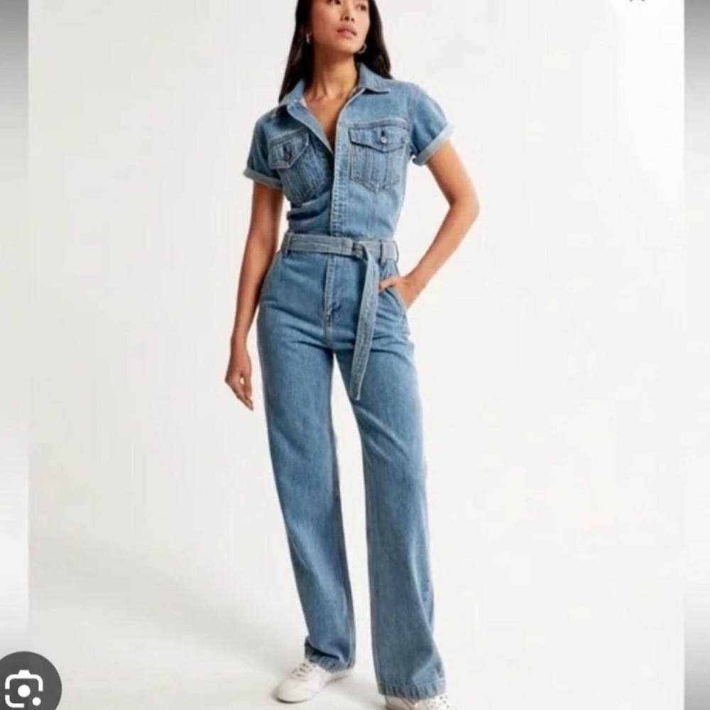 Abercrombie & Fitch Blue Denim Jumpsuit